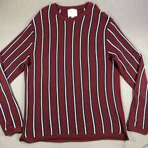 Brunswick Garments Mens XL Classic Fit Pullover Sweater Vertical Stripe Red